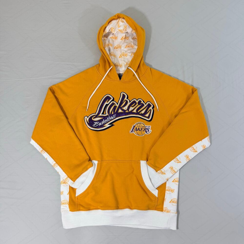 UNK NBA Los Angeles Lakers Hoodie Mens Medium Yellow Embroidered Basketball